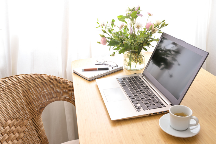 Laptop on a desk representing the Roll Tails client portal.